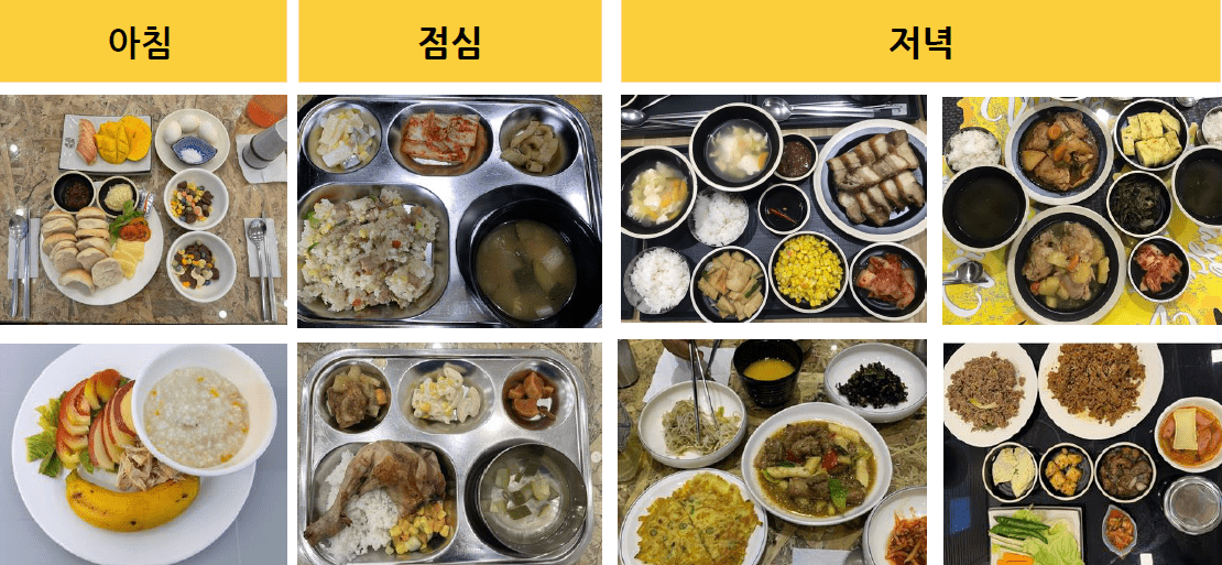 아침·점심·저녁으로 나눈 바나나키즈 한식 위주 식단 사진