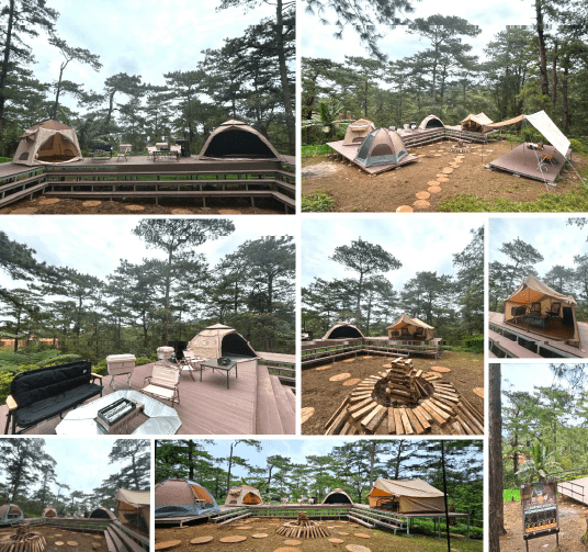 바기오 이에듀 소나무 숲 캠핑장 텐트와 데크