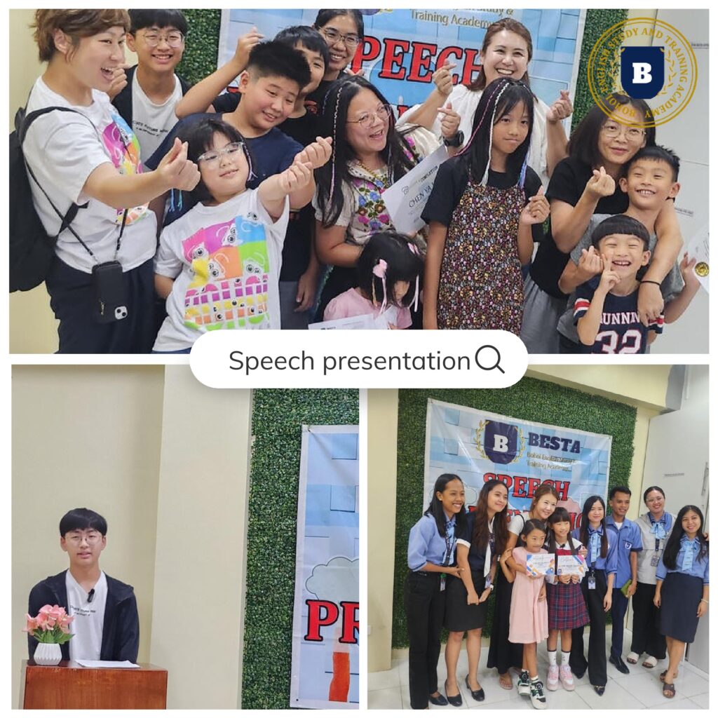 스피치 발표를 마치고 수료증을 든 BESTA 가족캠프 아이들과 부모, 선생님들
